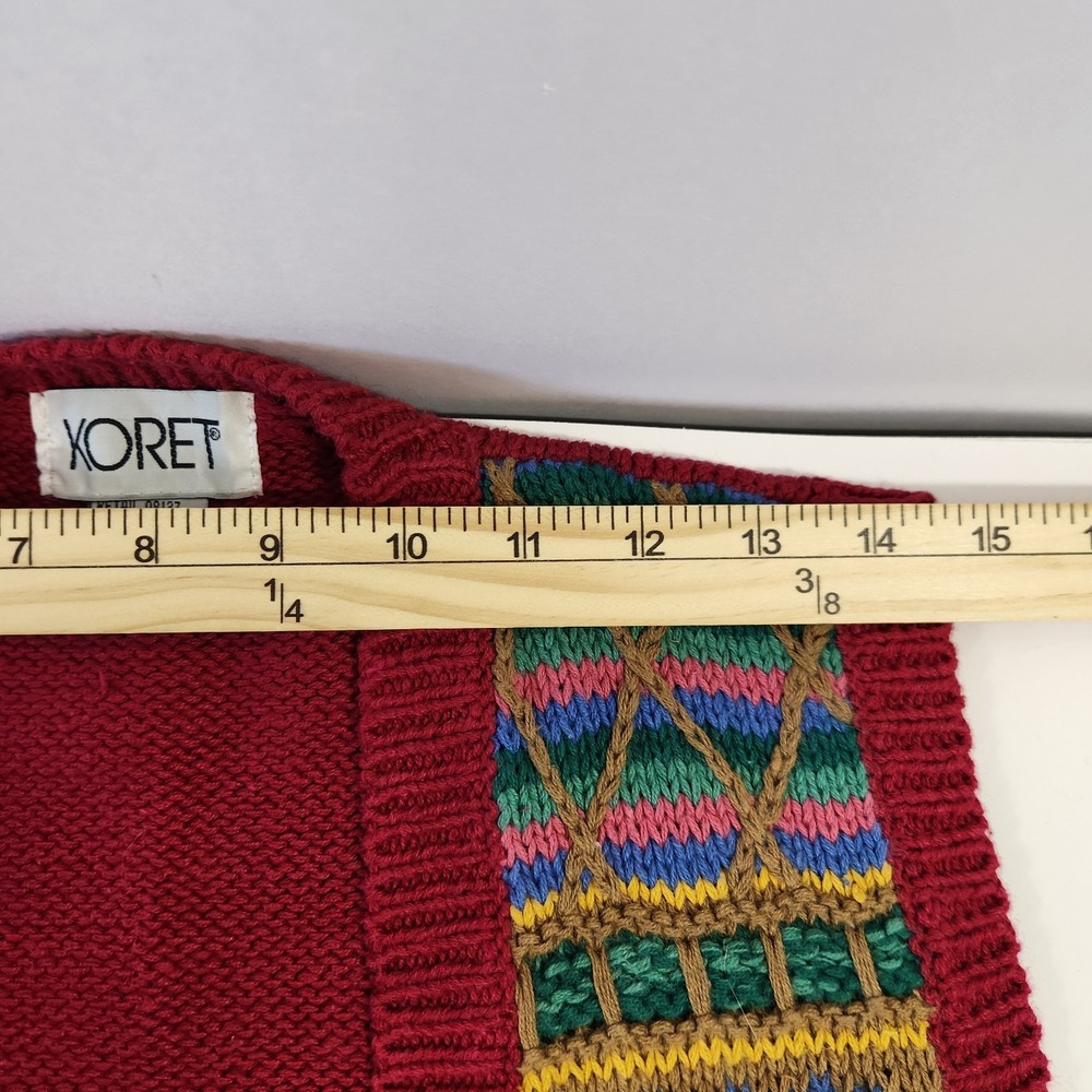 Vintage 90s Sweater Vest M Grandmacore Art Teacher Folk Art Boho Embellished - Picture 8 of 10
